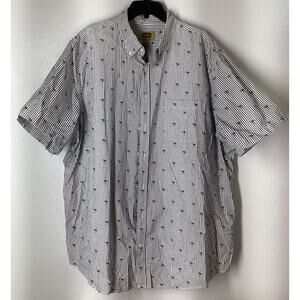 Foundry Young Men's Short Sleeve Button Up Shirt Gray Flamingo Size 2XLT